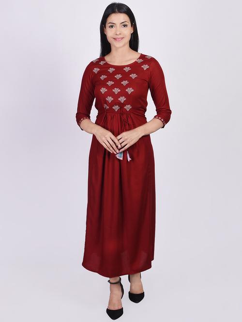 embroidered a-line ethnic dress - 16755824 - Very Small Image - 1