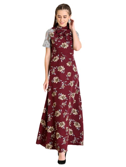 tie up neck floral maxi dress - 16755826 - Very Small Image - 1