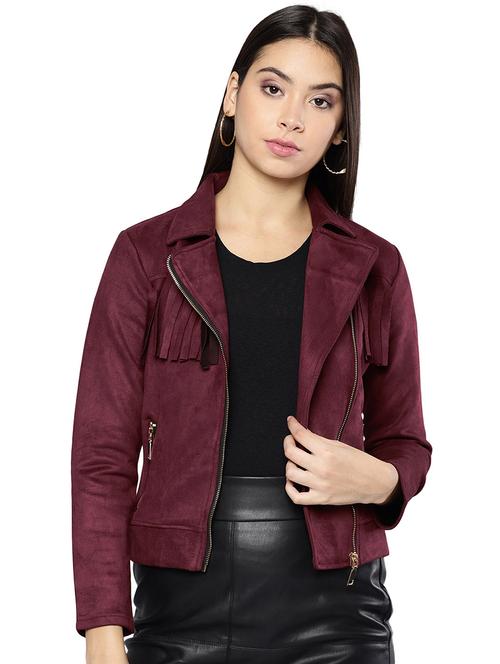 lapel neck fringe detail jacket - 16755881 - Very Small Image - 1
