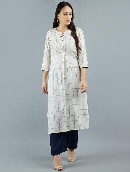 checkered straight kurta - 16756455 - Very Small Image - 1