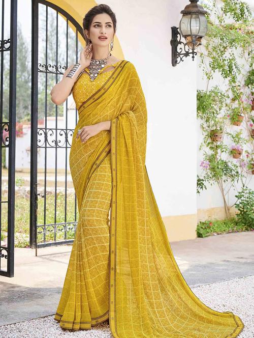 lace detailed printed saree with blouse - 16757454 - Very Small Image - 1