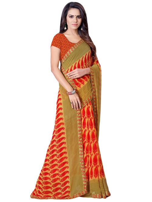 paisley printed saree with blouse - 16757463 - Very Small Image - 1