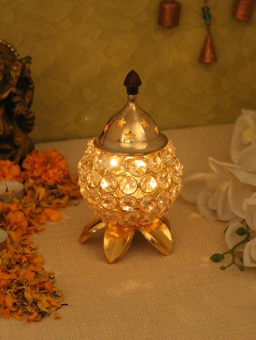 tea light holder crystal oil lamp aluminium diya - 16759427 - Very Small Image - 1