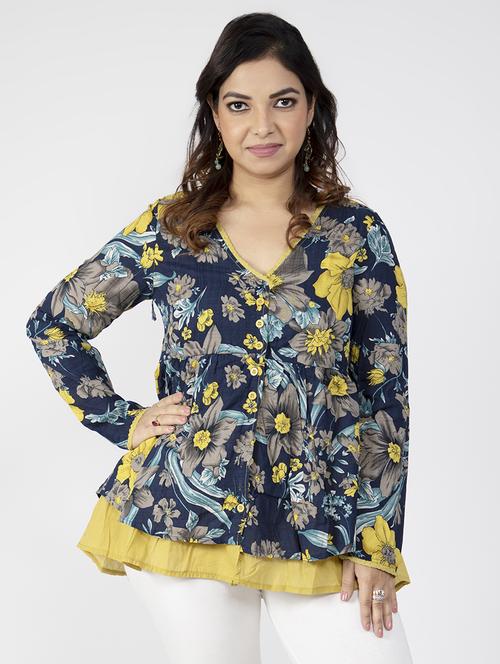 v-neck floral tunic - 16759796 - Very Small Image - 1