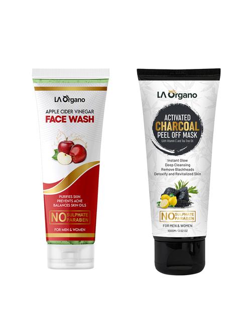 la organo apple cider face wash + activated charcoal peel off mask ,face deep cleansing - 16759996 - Very Small Image - 1