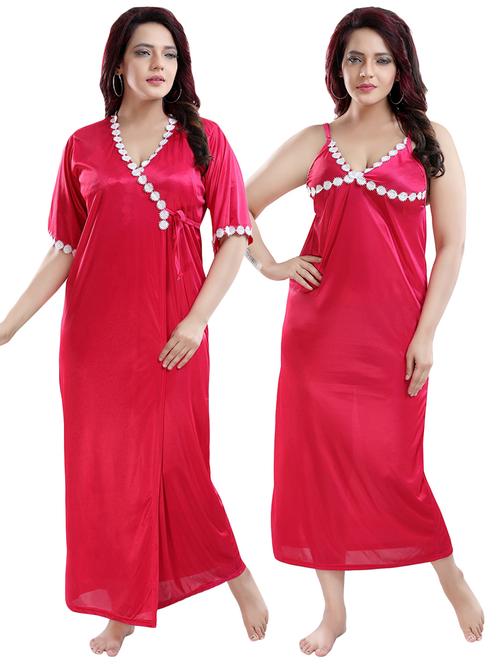 v neck floral lace nightwear set - 16760344 - Very Small Image - 1