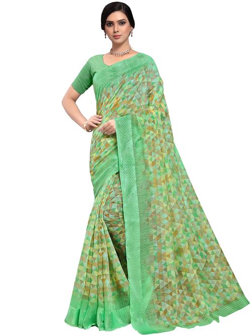 floral printed saree with blouse - 16760365 - Very Small Image - 1