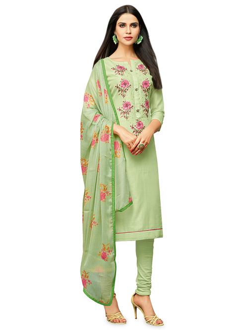 embroidered semi-stitched suit - 16762529 - Very Small Image - 1