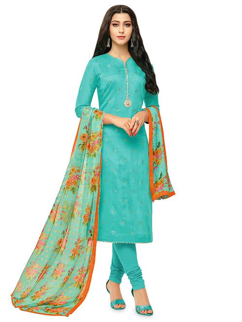 embroidered semi-stitched suit - 16762540 - Very Small Image - 1