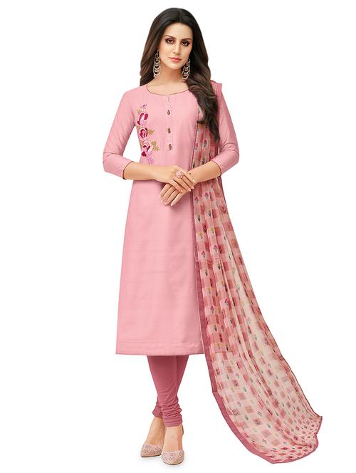embroidered semi-stitched suit - 16762543 - Very Small Image - 1
