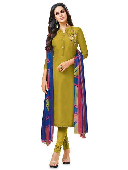 embroidered suit semi-stitched suit - 16762576 - Very Small Image - 1