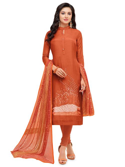 embroidered semi-stitched suit - 16762581 - Very Small Image - 1