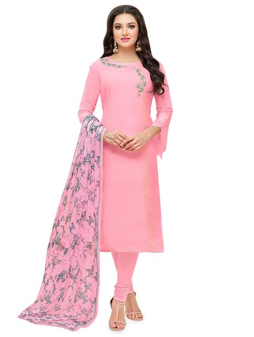 embroidered semi-stitched suit - 16762594 - Very Small Image - 1