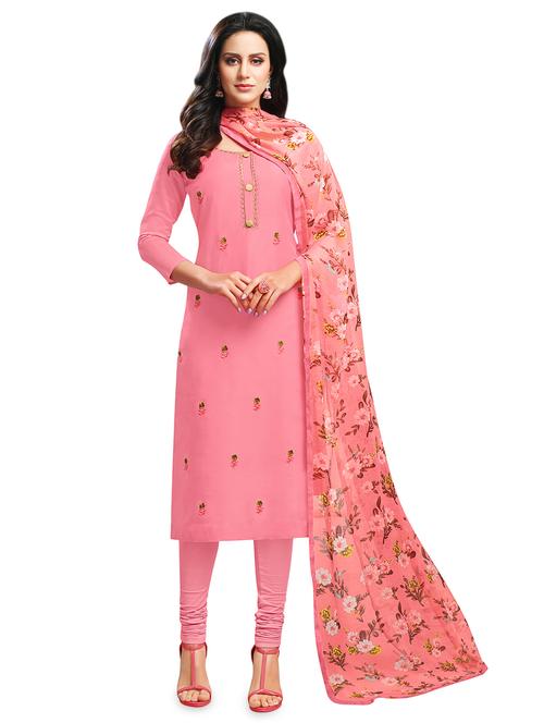 embroidered semi-stitched suit - 16762597 - Very Small Image - 1