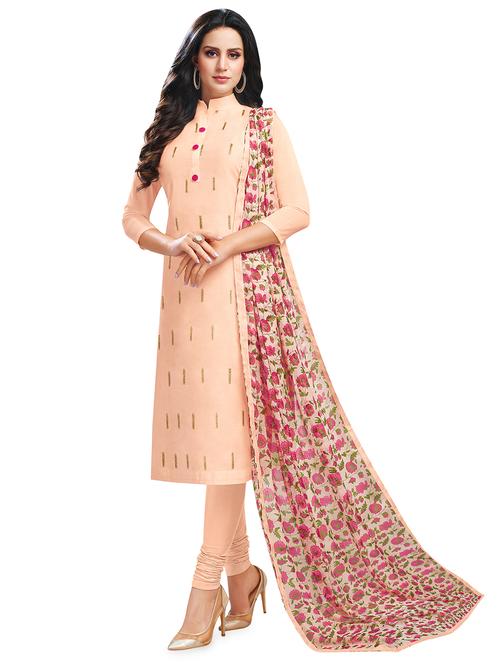 embroidered semi-stitched suit - 16762600 - Very Small Image - 1