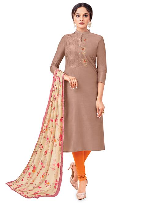 solid suit semi-stitched suit - 16762621 - Very Small Image - 1