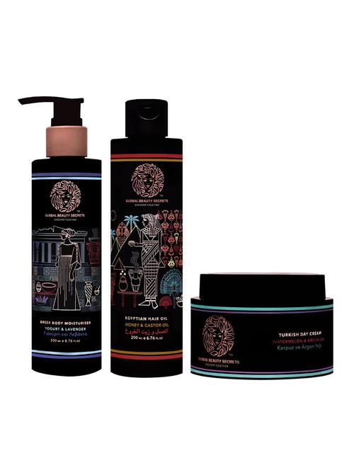 global beauty secrets winter care combo, greek yogurt & lavender body moisturiser + hair oil + day cream - 16762699 - Very Small Image - 1