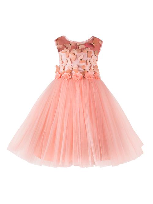 round neck floral applique frock - 16762743 - Very Small Image - 1