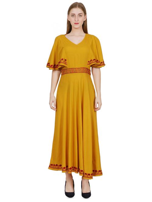 kimono sleeved embroidered a-line dress - 16762944 - Very Small Image - 1