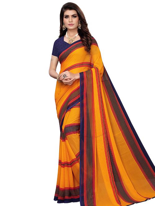 striped bordered saree with blouse - 16762956 - Very Small Image - 1