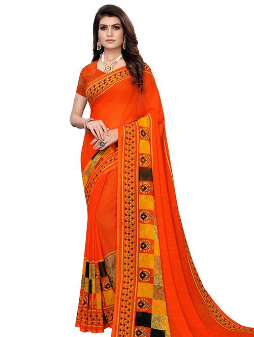 solid bordered saree with blouse - 16762957 - Very Small Image - 1