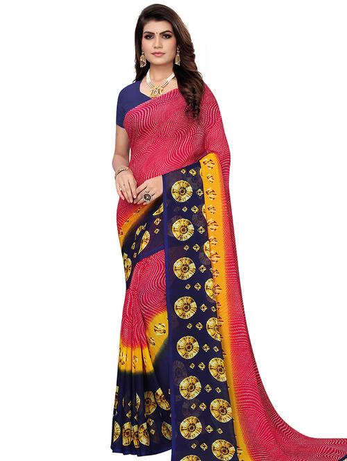 printed bordered saree with blouse - 16762960 - Very Small Image - 1