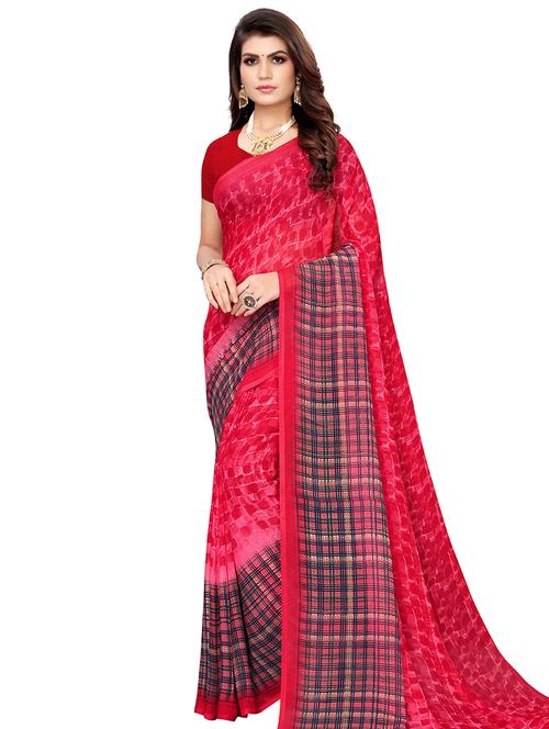 geometric printed saree with blouse - 16762968 - Very Small Image - 1