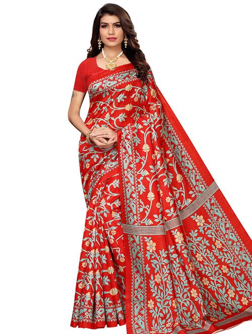 floral printed saree with blouse - 16762989 - Very Small Image - 1