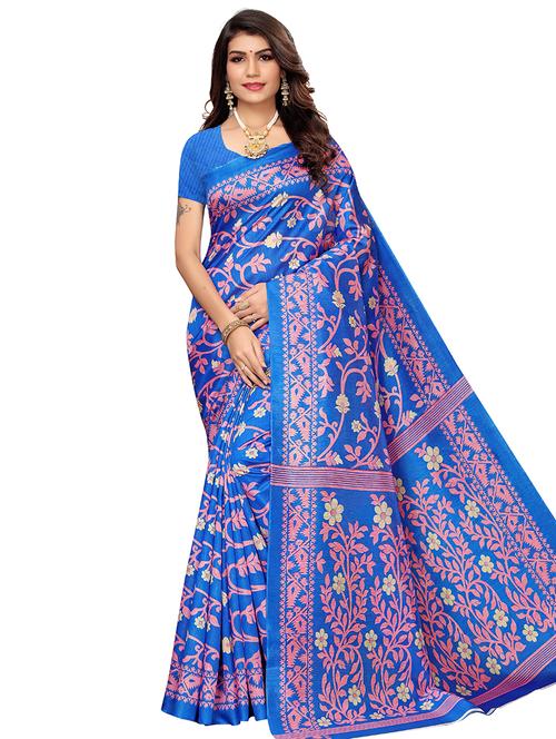 floral printed saree with blouse - 16762991 - Very Small Image - 1