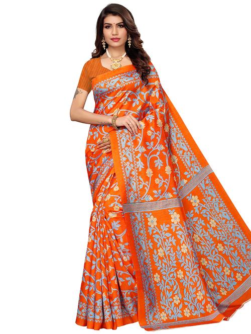floral printed saree with blouse - 16762992 - Very Small Image - 1