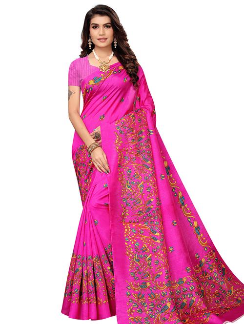floral printed saree with blouse - 16762997 - Very Small Image - 1