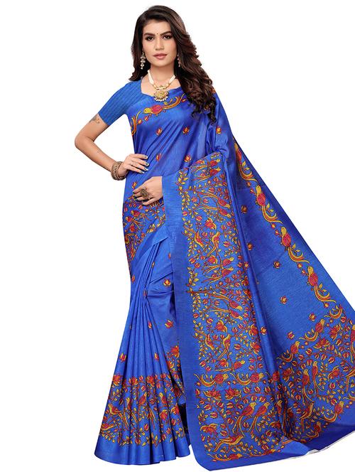 floral printed saree with blouse - 16762998 - Very Small Image - 1