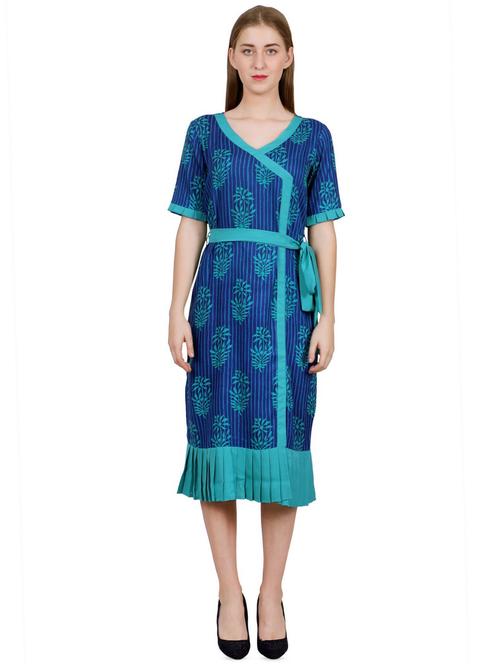 tie knot pleated hem a-line dress - 16763153 - Very Small Image - 1
