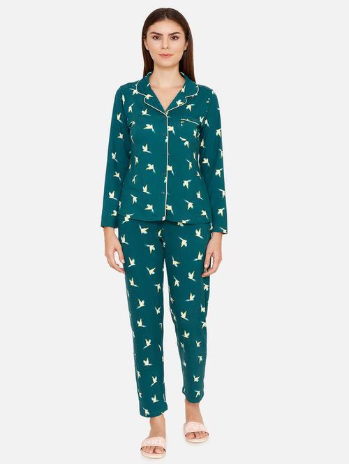 lapel neck quirky print pyjama set - 16763245 - Very Small Image - 1