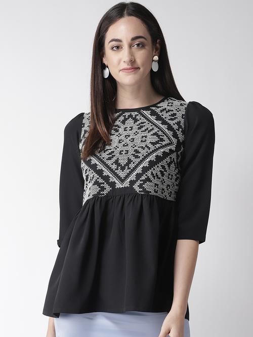women's peplum round neck top - 16763476 - Very Small Image - 1