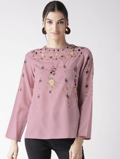 crew neck embroidered top - 16763491 - Very Small Image - 1