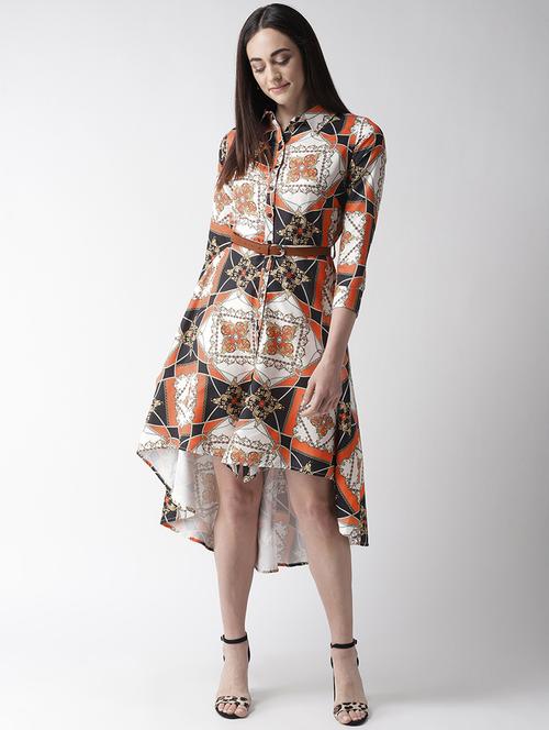 high low printed belted dress - 16763529 - Very Small Image - 1