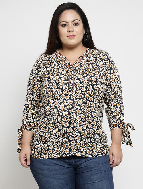 tie up sleeved floral top - 16763549 - Very Small Image - 1