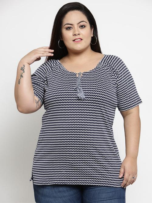 tie up neck chevron top - 16763599 - Very Small Image - 1