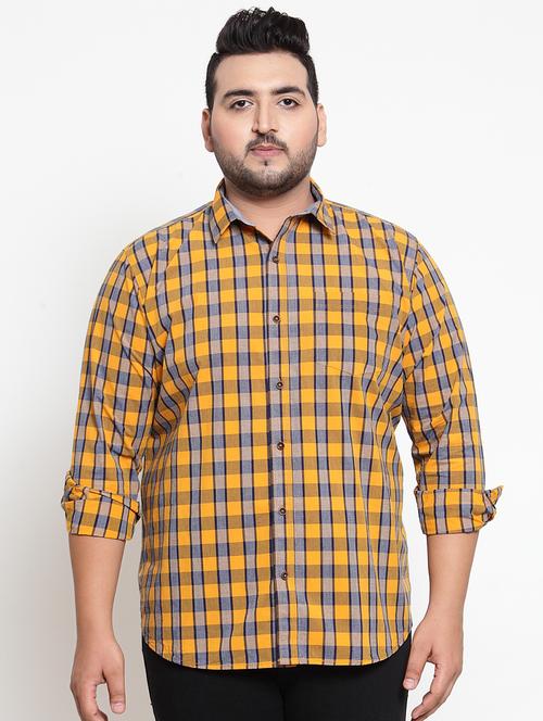 yellow checkered casual shirt - 16763624 - Very Small Image - 1