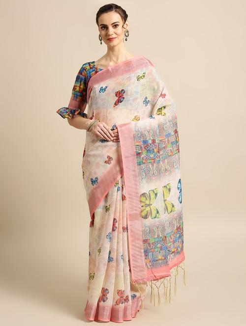 copnversational printed saree with blouse - 16763663 - Very Small Image - 1