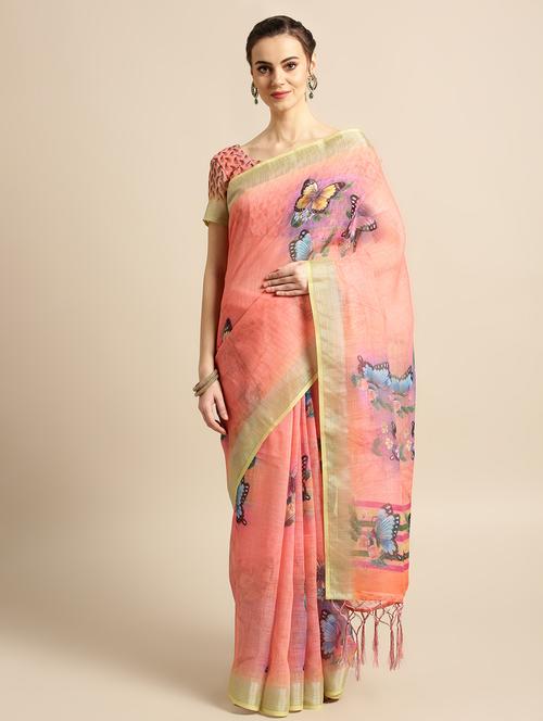 copnversational printed saree with blouse - 16763664 - Very Small Image - 1