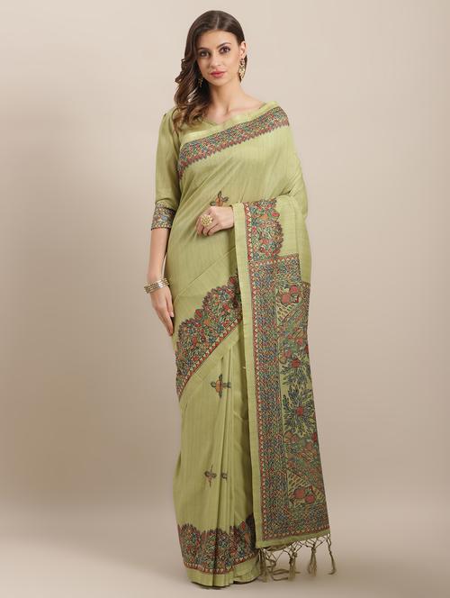 floral printed saree with blouse - 16763679 - Very Small Image - 1