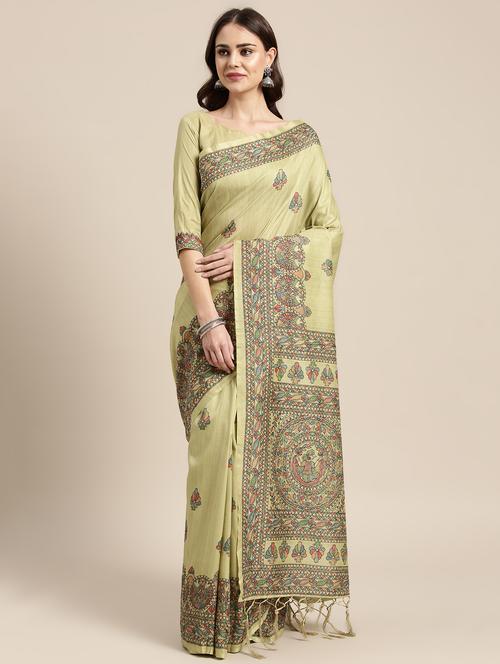 floral printed saree with blouse - 16763682 - Very Small Image - 1