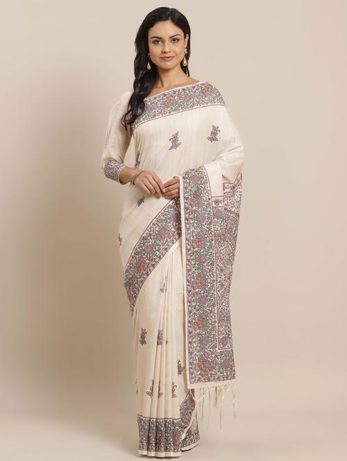 floral printed saree with blouse - 16763686 - Very Small Image - 1