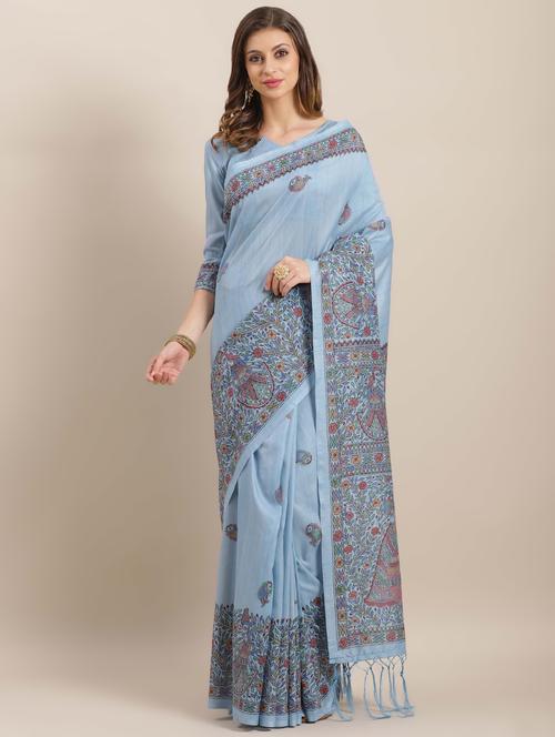 conversational printed saree with blouse - 16763687 - Very Small Image - 1