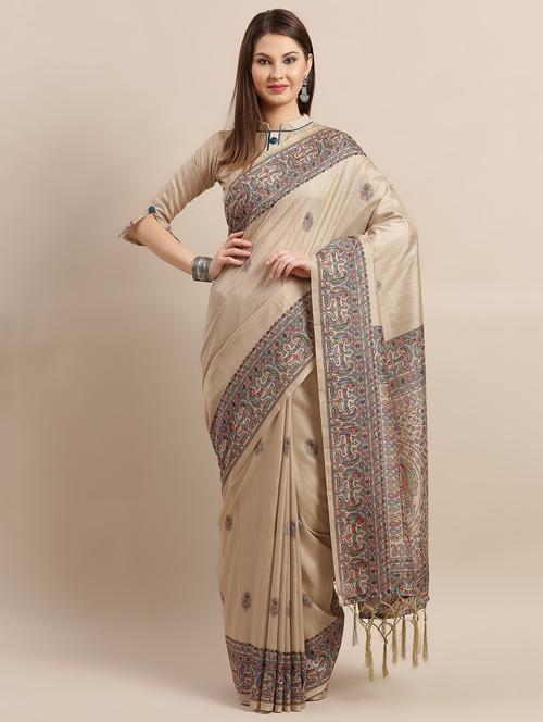 floral printed saree with blouse - 16763688 - Very Small Image - 1