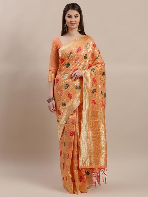 floral printed saree with blouse - 16763690 - Very Small Image - 1
