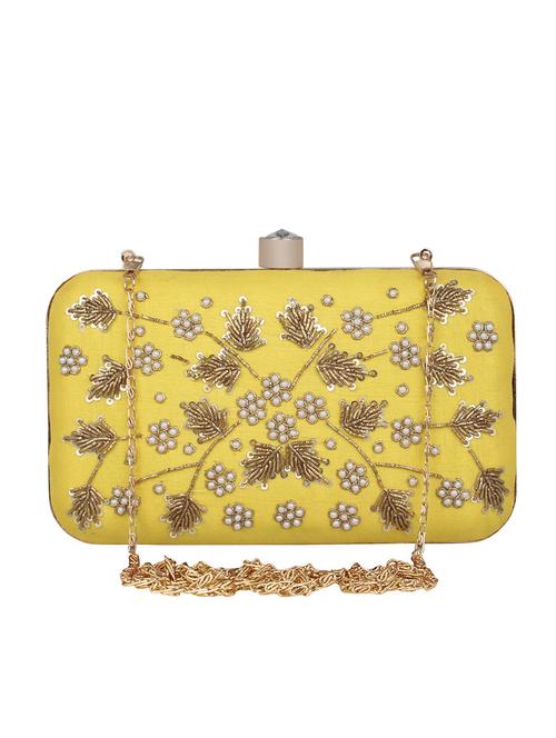 yellow faux silk box clutch - 16764063 - Very Small Image - 1