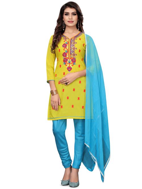 embroidered unstitched churidaar suit set - 16764082 - Very Small Image - 1